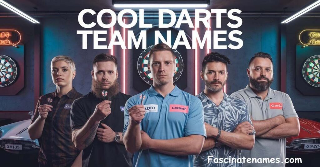 A creative collage of unique and fun darts team displayed on colorful dartboards.