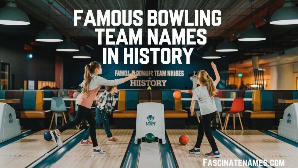 A collage of iconic bowling team names throughout history, showcasing their unique logos and vibrant colors.