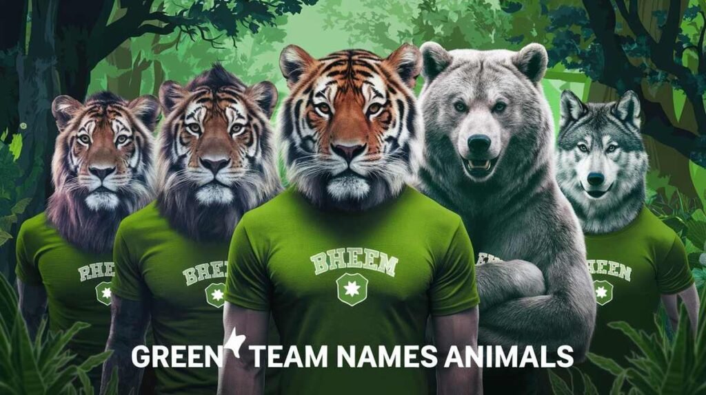An illustration of creative team related to animals, all themed in green, highlighting fun and teamwork.