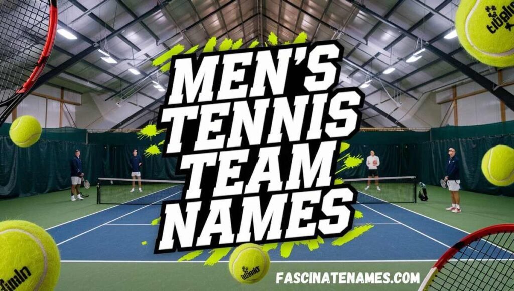 A creative list of catchy tennis team of men, showcasing fun and competitive spirit in the sport.