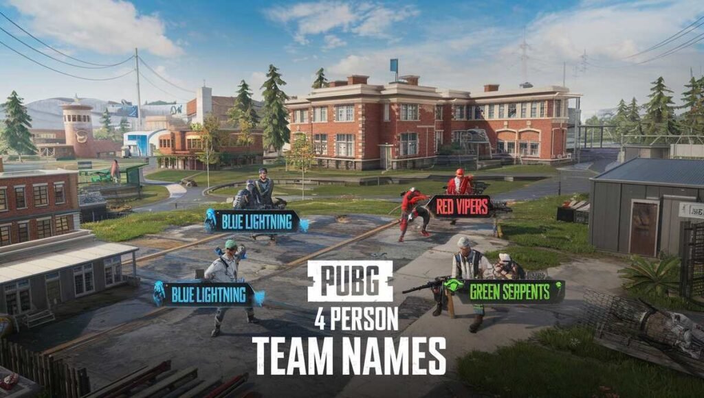 An artistic representation of diverse PUBG team names, highlighting the camaraderie and competition in the gaming community.