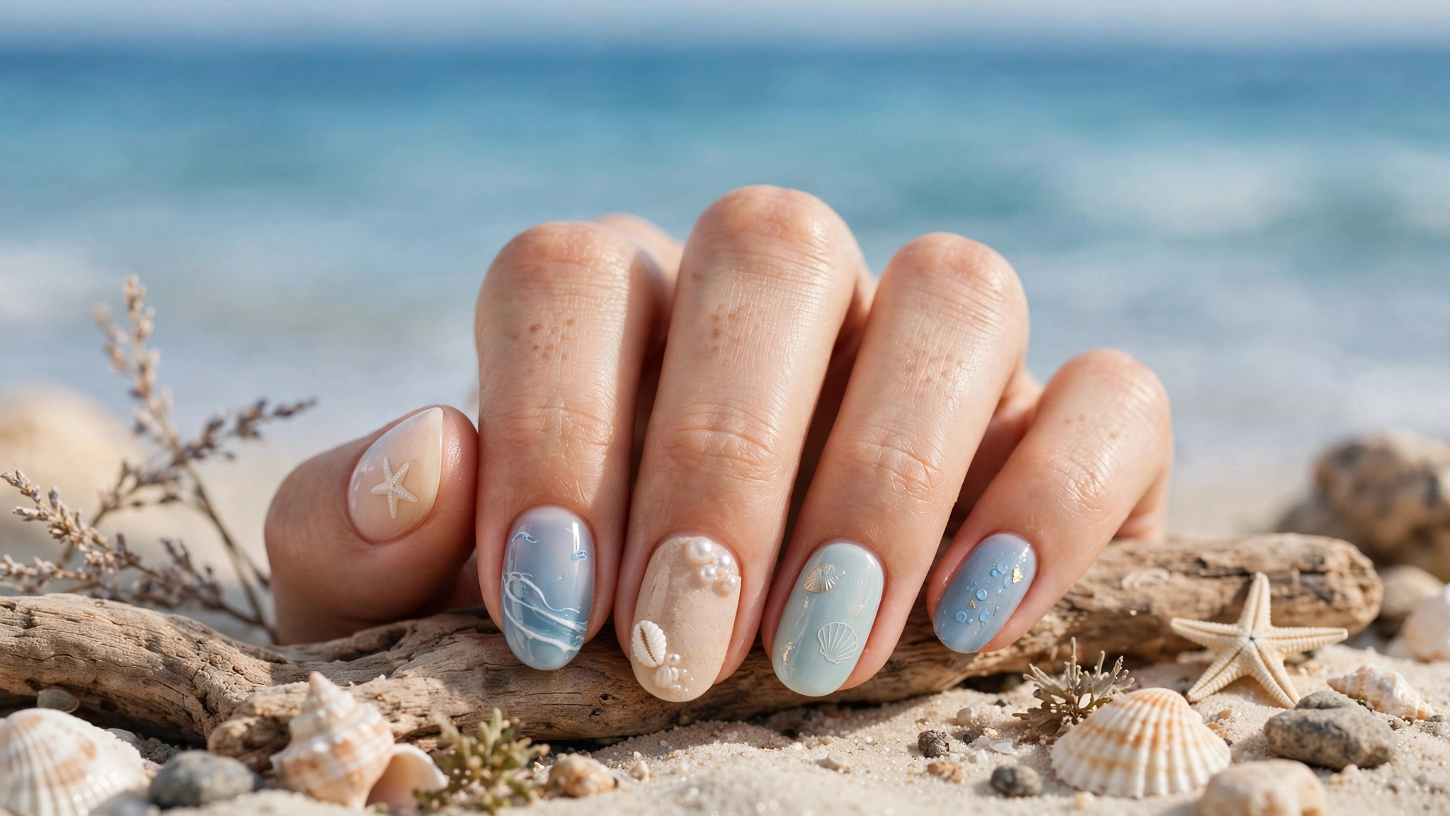 50+ Simple beach nail designs.
