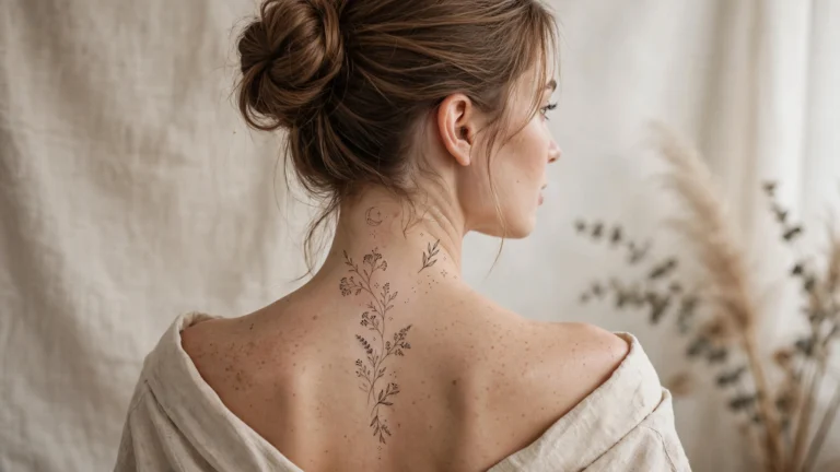 19+ Trendy Back neck tattoo designs for female