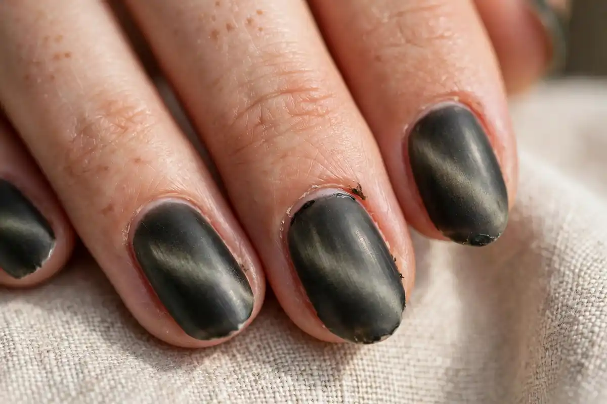 Example of a blurred cat eye effect caused by curing too slowly after using the magnet