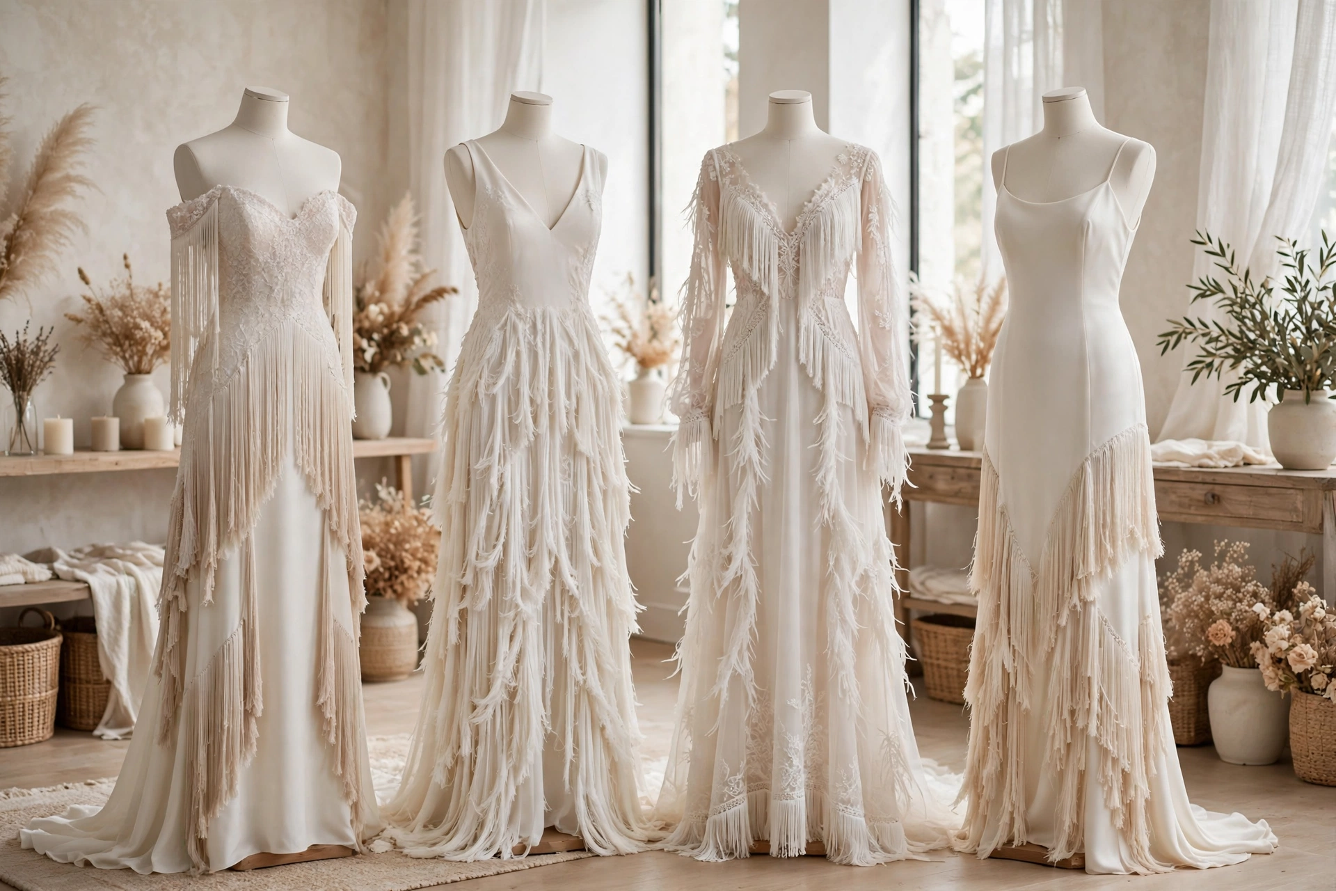 13 of the Most Stylish Fringe Wedding Dresses 2025/ 2026