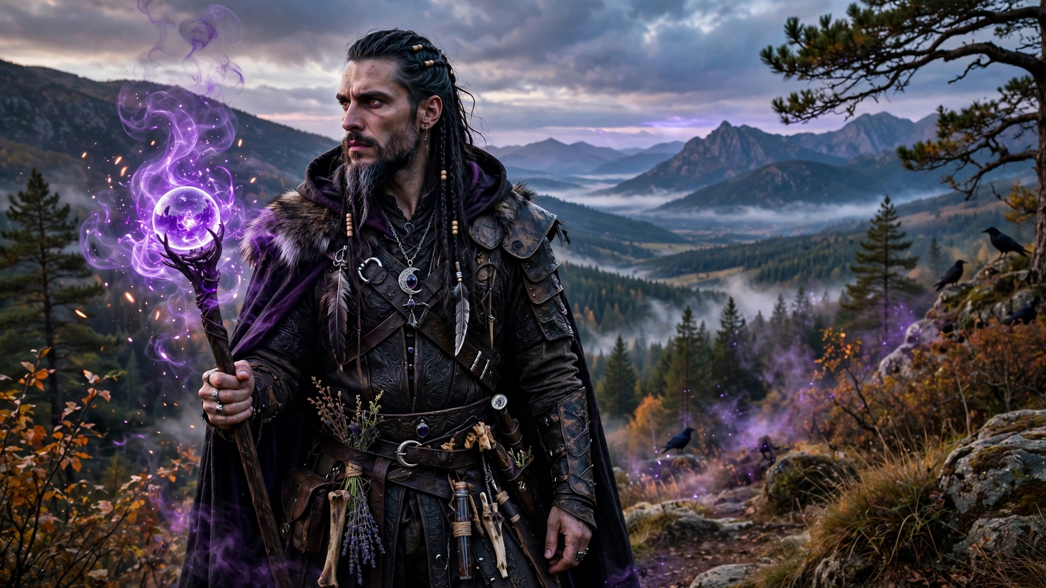 A dark elf stands confidently in front of a rugged stone wall, showcasing their mysterious aura and striking features.