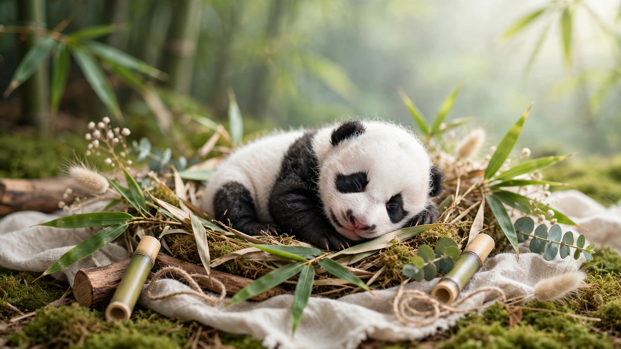 A panda bear dressed in a bright yellow jacket, lounging on the grass, enjoying a sunny day.